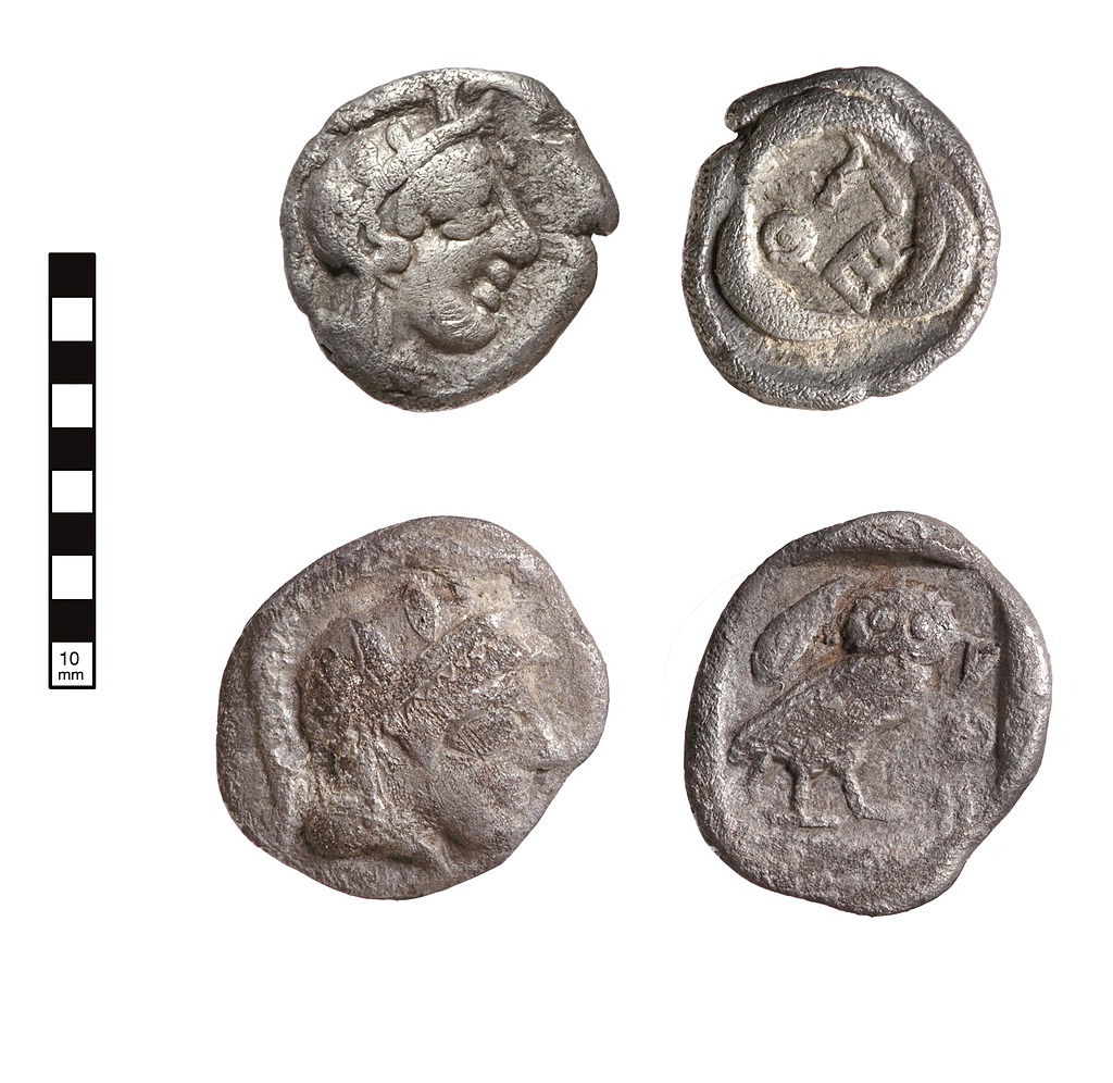 Two fractional silver coins from Section Gamma.